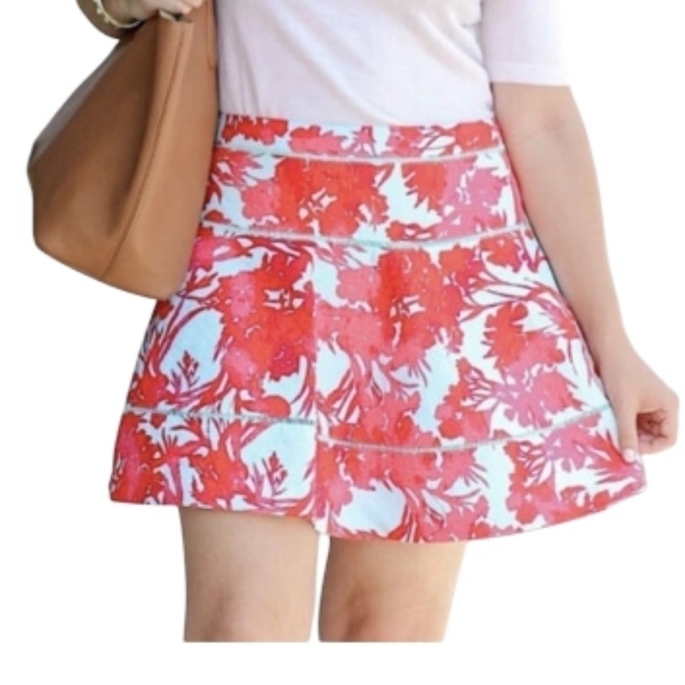 Banana Republic Mini Swing Skirt Red Blue Women Size 14